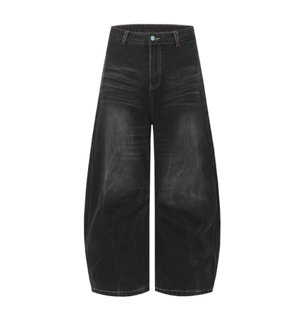 TALKLESSFASHION XS / black EON 26 spring New spot American street trendy high street individuality design washed scimitar denim trousers men