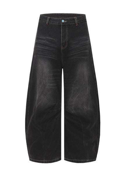 THETLSTUDIO XS / black EON 26 spring New spot American street trendy high street individuality design washed scimitar denim trousers men