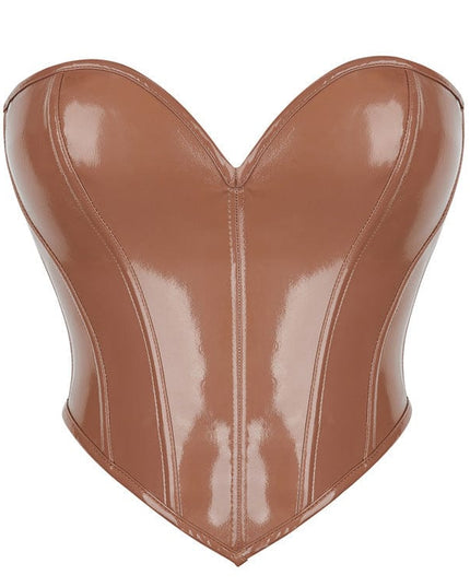 TALKLESSFASHION XS / Brown The new PVC leather breast support sexy shapewear top Amazon AliExpress wish cross-border e-commerce supply delivery