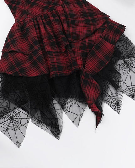 TALKLESSFASHION XS24244 summer gothic new hip skirt celebrity style temperament sexy red plaid bandeau dress women