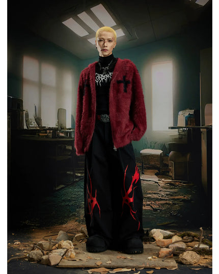 TALKLESSFASHION Y2K Mohair Hooded Cardigan