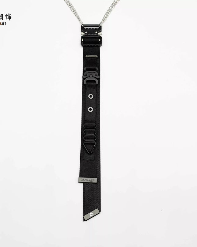 TALKLESSFASHION ZD001 Functional Wind Tie - Black Functional Wind Dark Nylon Metal Tie