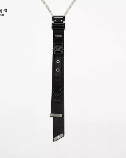 TALKLESSFASHION ZD001 Functional Wind Tie - Black Functional Wind Dark Nylon Metal Tie